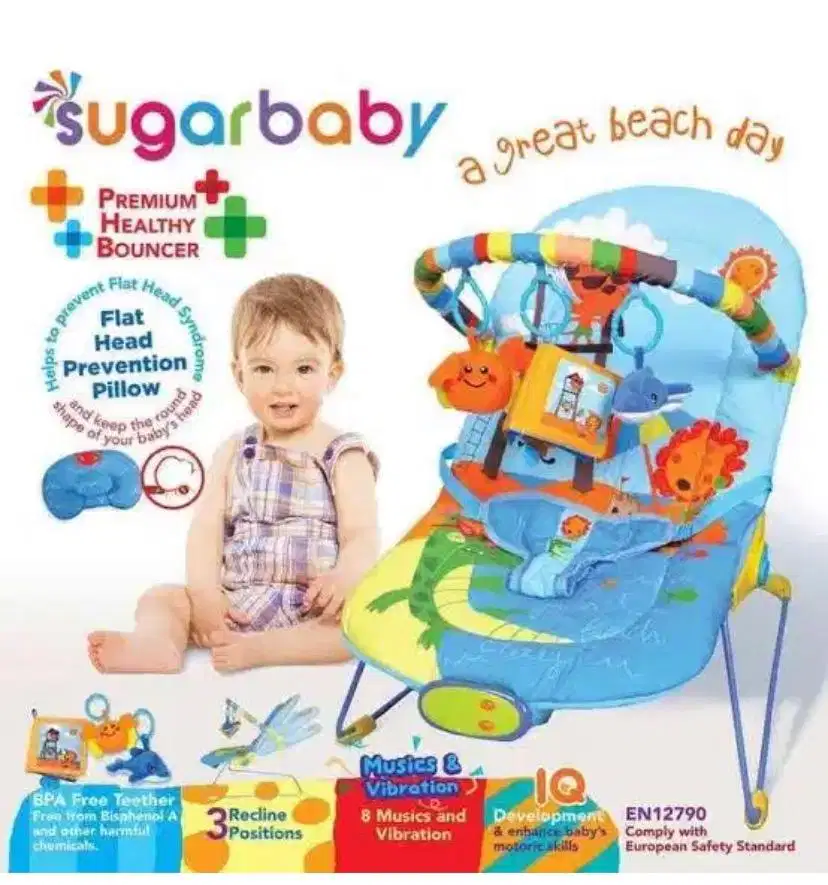 SUGAR BABY PREMIUM HEALTHY BOUNCER 3 RECLINE - GREAT BEACH DAY