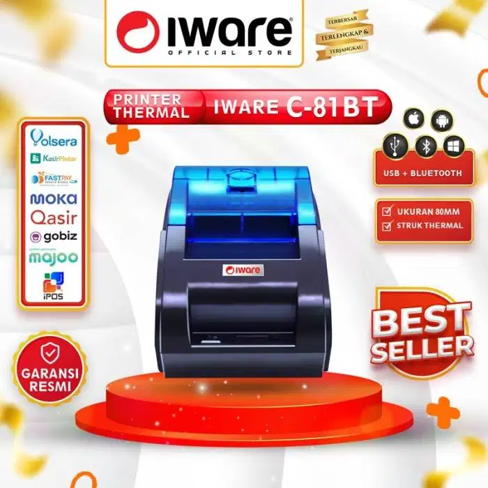 Printer Struk Thermal Bluetooth Cetak Kasir/PPOB IWARE C81BT RJ11 80MM