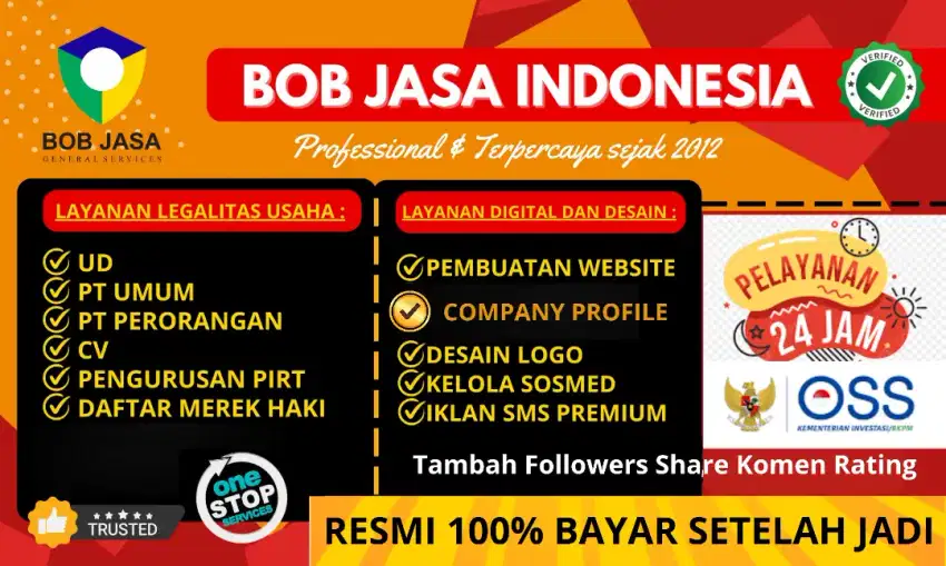 Jasa Pengurusan Pembuatan Pendirian PT NIB OSS Perorangan UD CV Cimahi