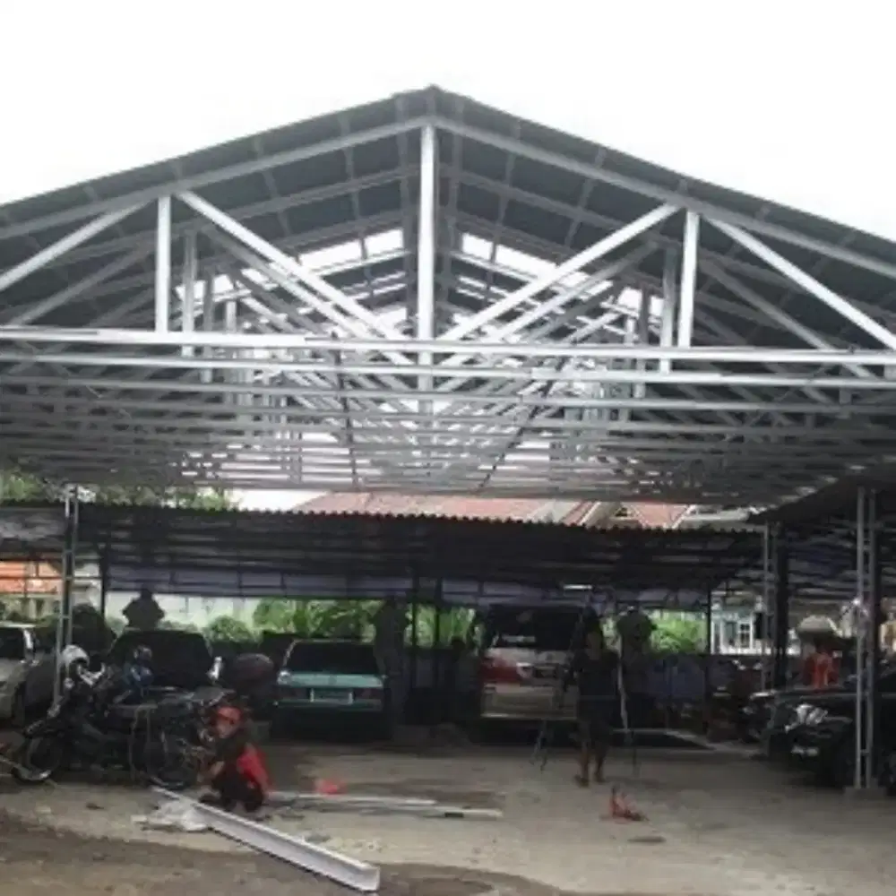 Canopy atap atap spandek rangka hollow galvanis 08