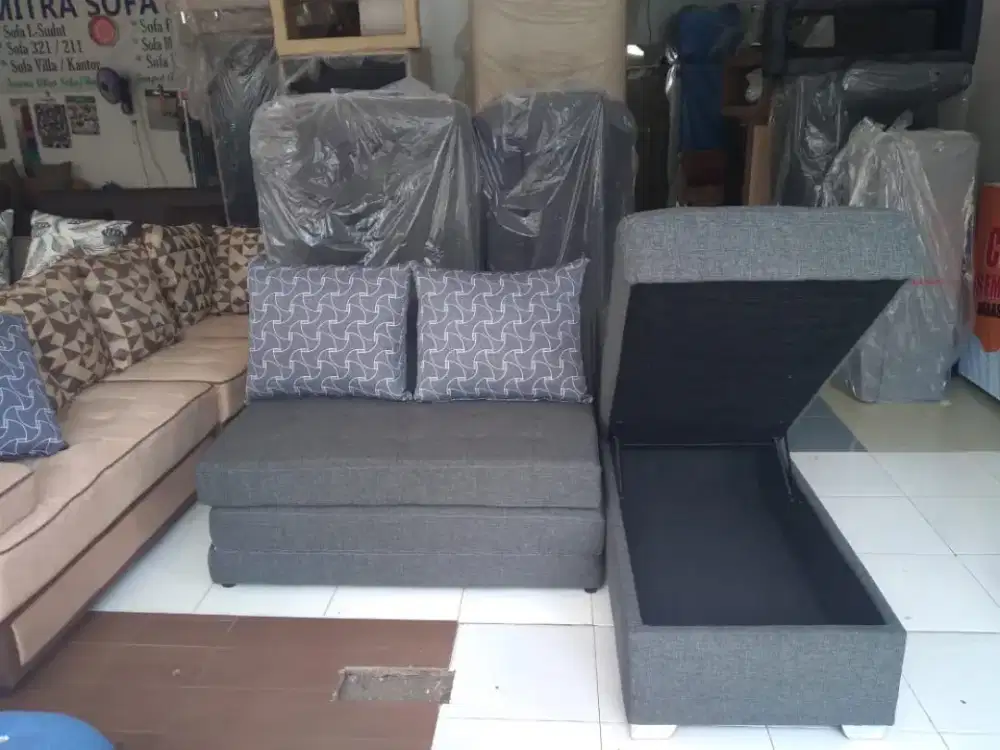 Sofa Ruang Tamu Multi Fungsi Sofa Bed Tidur & Box Storage Penyimpanan