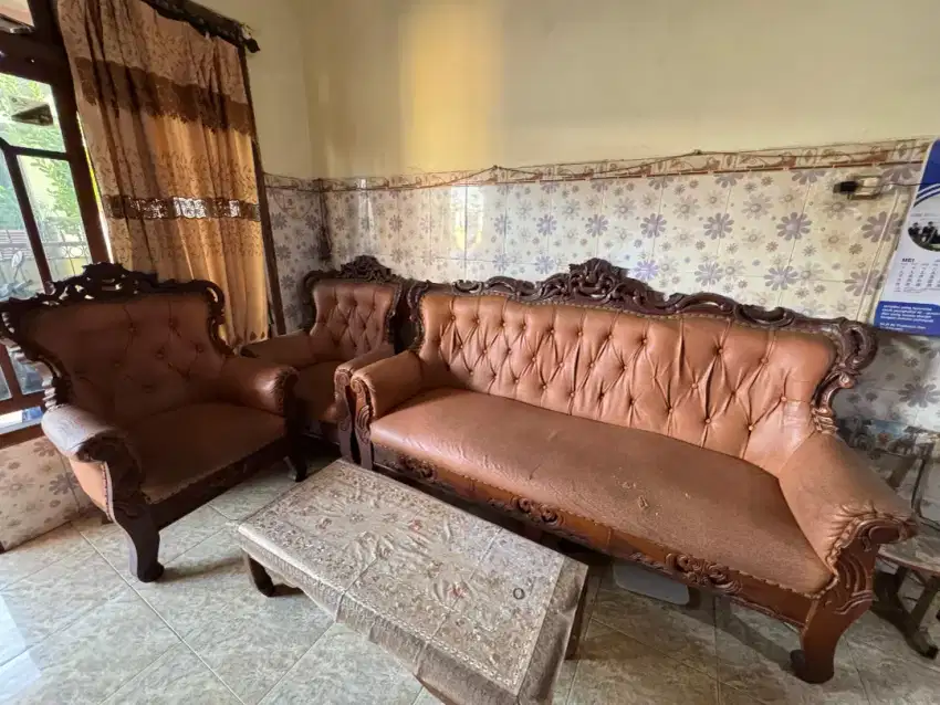 DIJUAL CEPAT SOFA KAYU JATI SATU SET