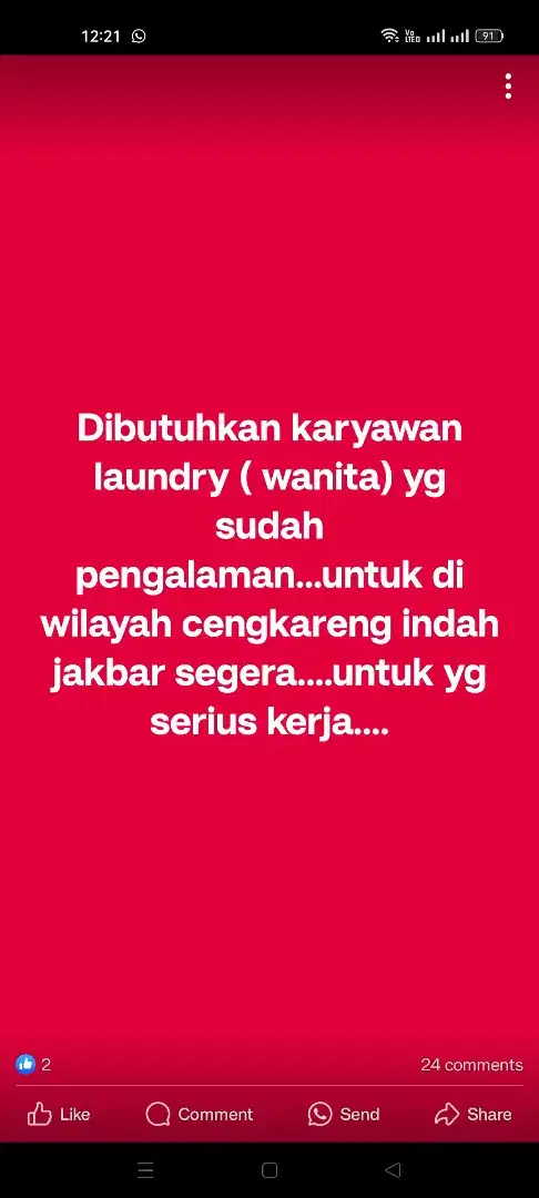 Karyawan laundry pengalaman