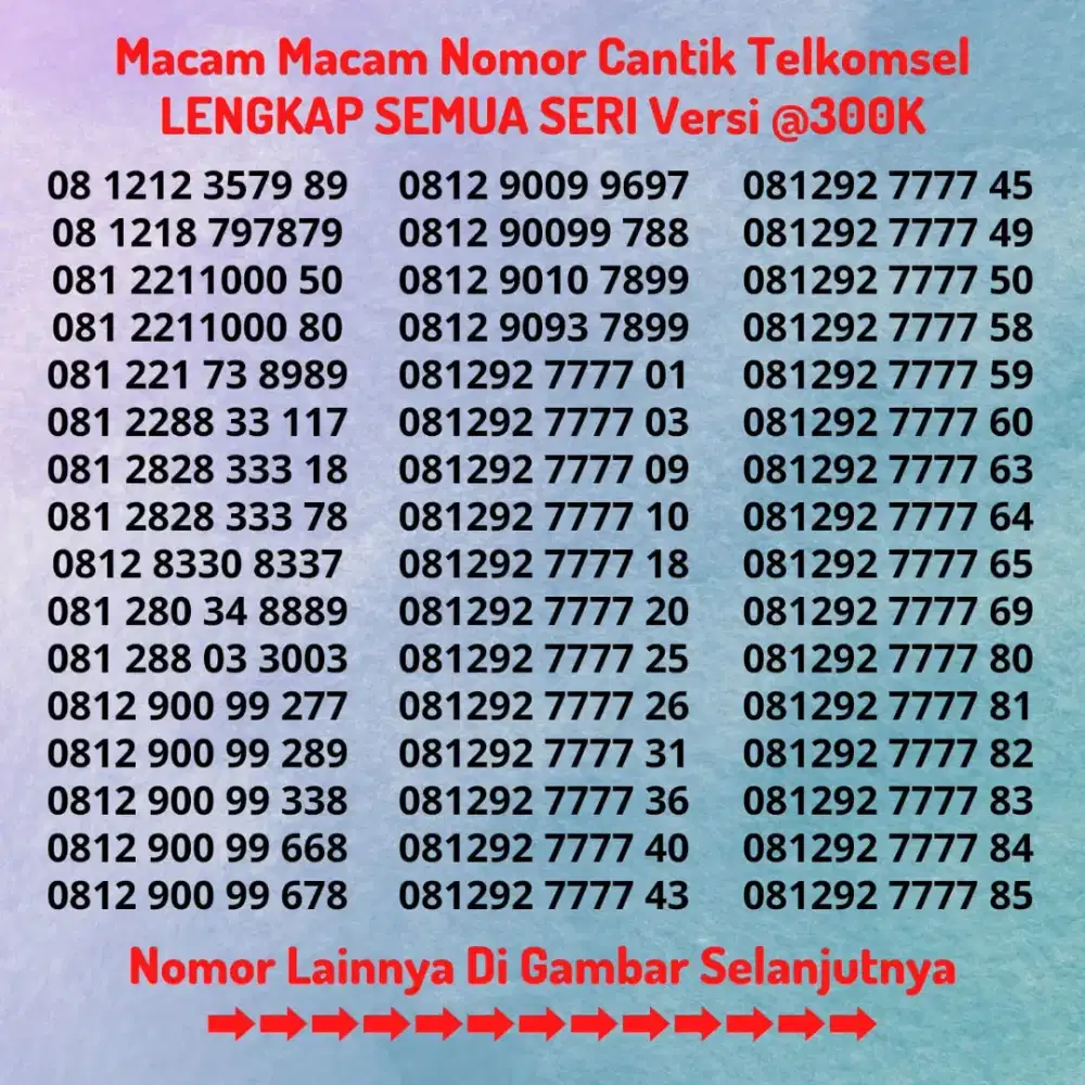 Nomor Cantik Telkomsel Kartu Perdana Simpati Semua Seri LENGKAP @300K