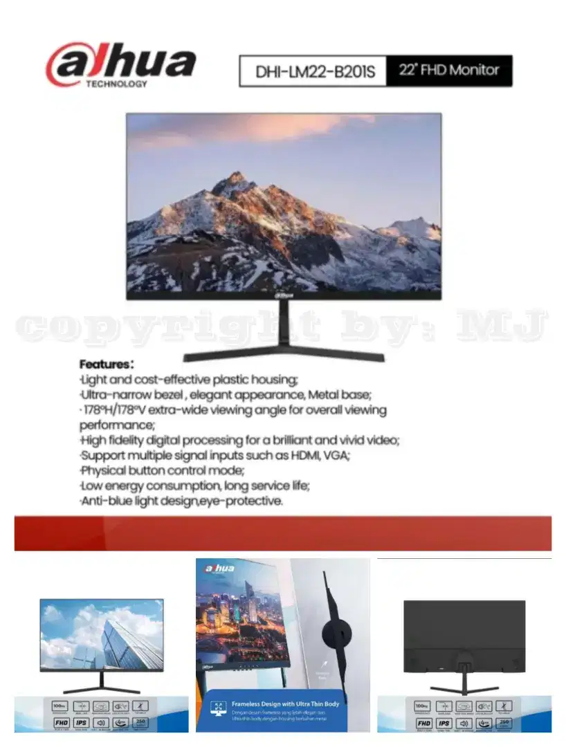 flashsale MONITOR DAHUA SLIM 22inch