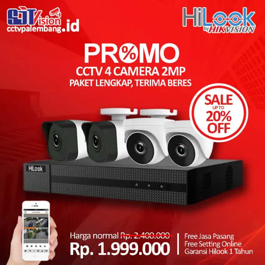 [TERMURAH] Paket CCTV 4 Camera Hilook 2MP Plus Pasang