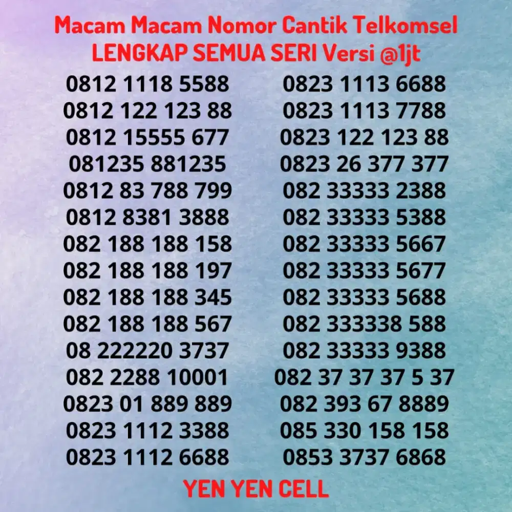 Nomor Cantik Telkomsel Kartu Perdana Simpati Semua Seri LENGKAP @1jt