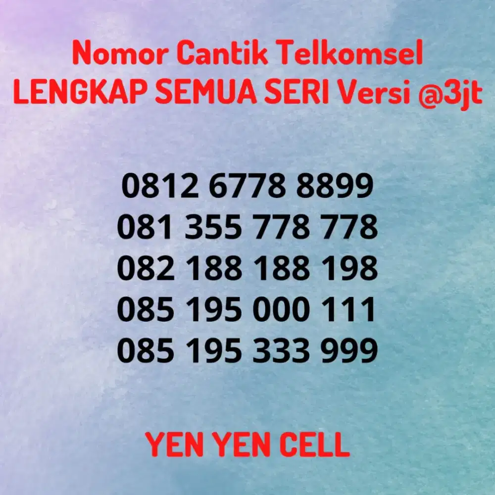 Nomor Cantik Telkomsel Kartu Perdana Simpati Semua Seri LENGKAP @3jt
