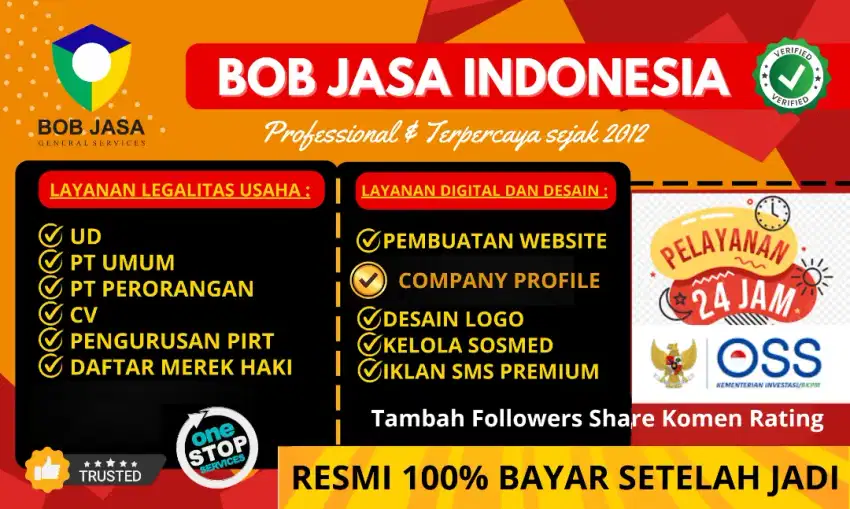 Jasa Pengurusan Pembuatan Pendirian PT Perorangan NIB CV UD OSS Gresik