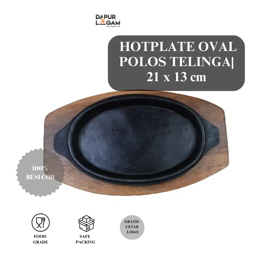 Dapur Logam  Cast Iron / Hot Plate Steak OVAL POLOS TELINGA