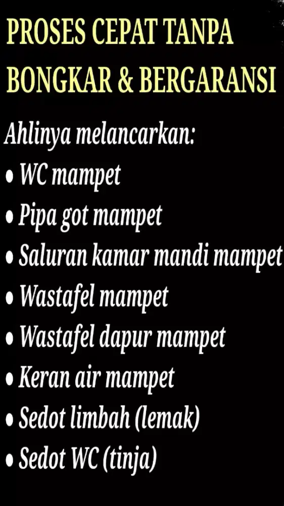 Tukang Mengatasi Pipa Saluran Air Mampet & Perbaikan WC Toilet Buntu