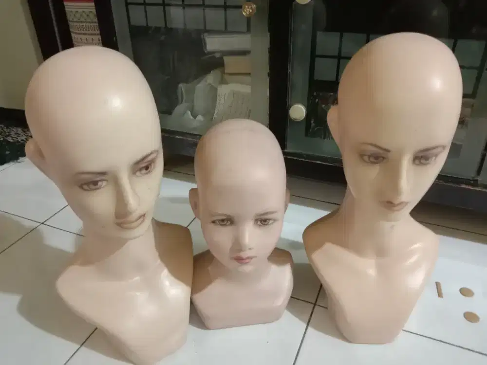 Patung/Manekin Kepala Wanita 2 pcs & anak 1 pcs.