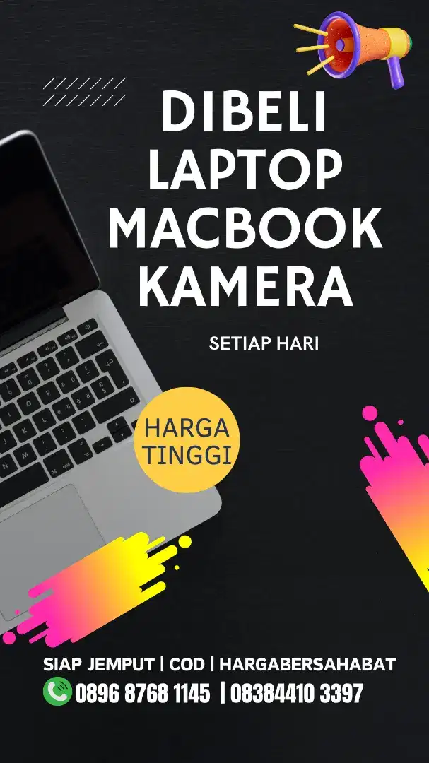 Di beli laptop macbook dan handphone