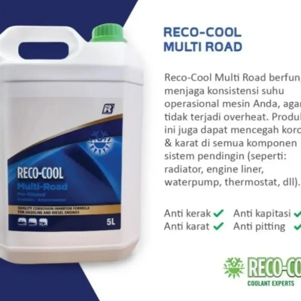 Reco-Cool Multi Road RADIATOR COOLANT 5000ML / 5 LITER (HIJAU) ASLI