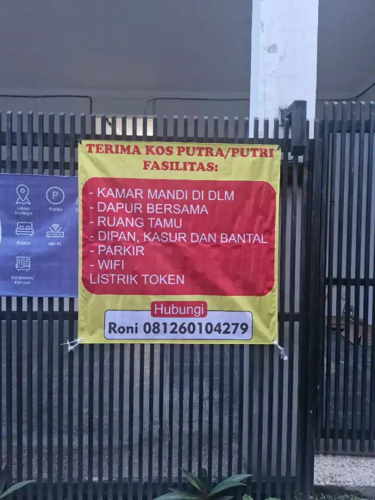 Kos-kosan 11 kamar full, listrik token, ada dapur umum, r. tamu,.