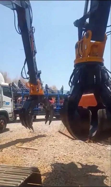rotary GRAPLE EXCAVATOR pengambil kayu batu besi