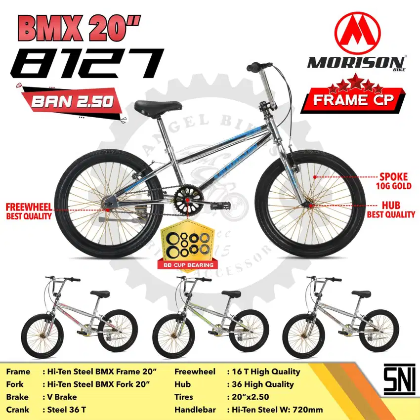 Sepeda BMX MORISON 8127 20 inch Frame Chrome CP