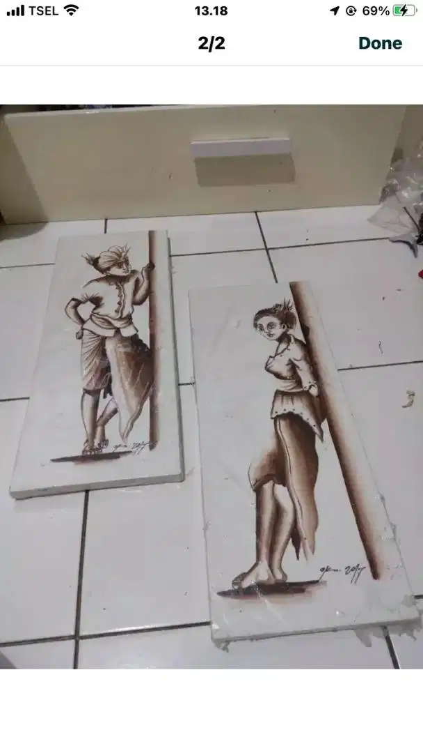 lukisan diatas kanvas gambar pria dan wanita