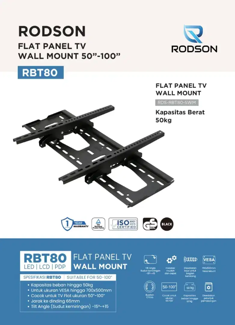 Bracket tv led 60-80+install