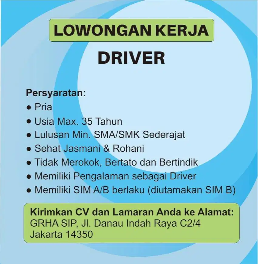 LOWONGAN DRIVER