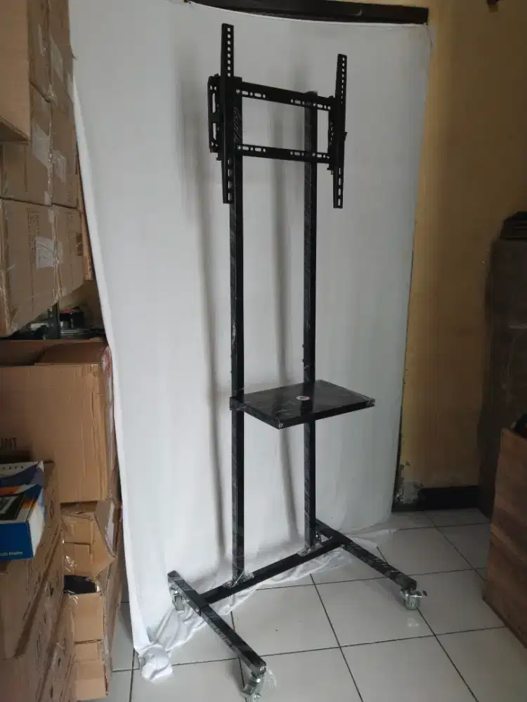 Bracket standing TV stand pakai roda untuk LED LCD TV 32-55incji