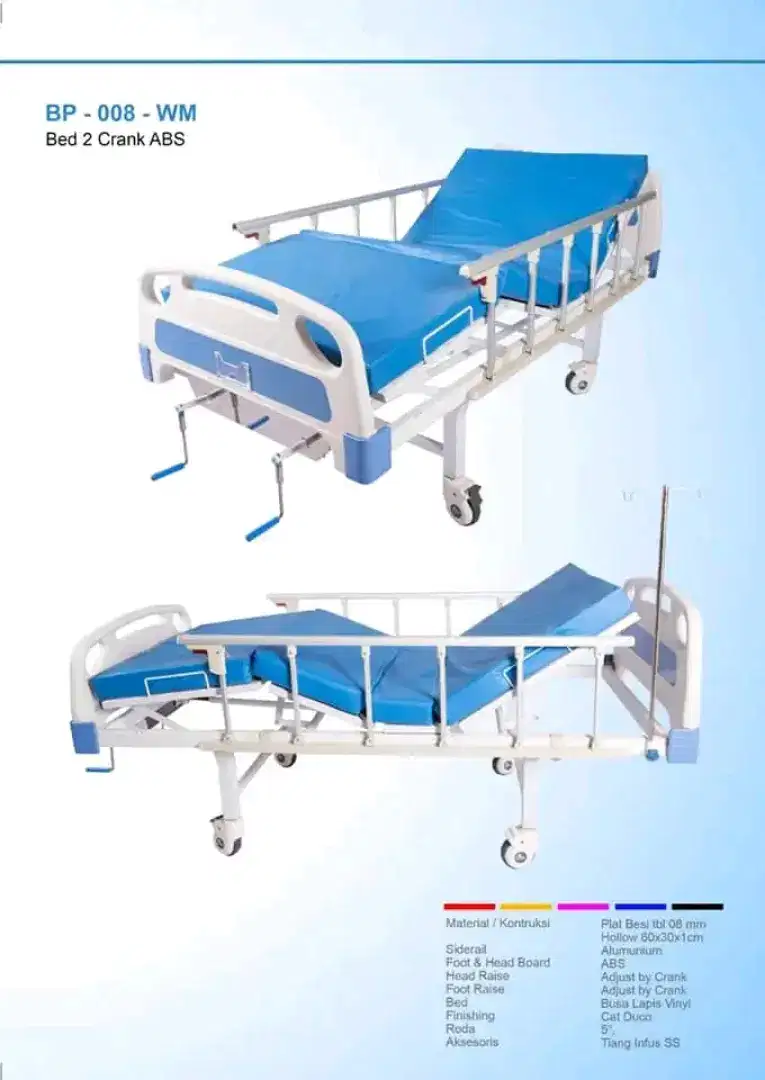 Ranjang Rumah Sakit 2 Crank ABS | Bed Pasien 2 Crank