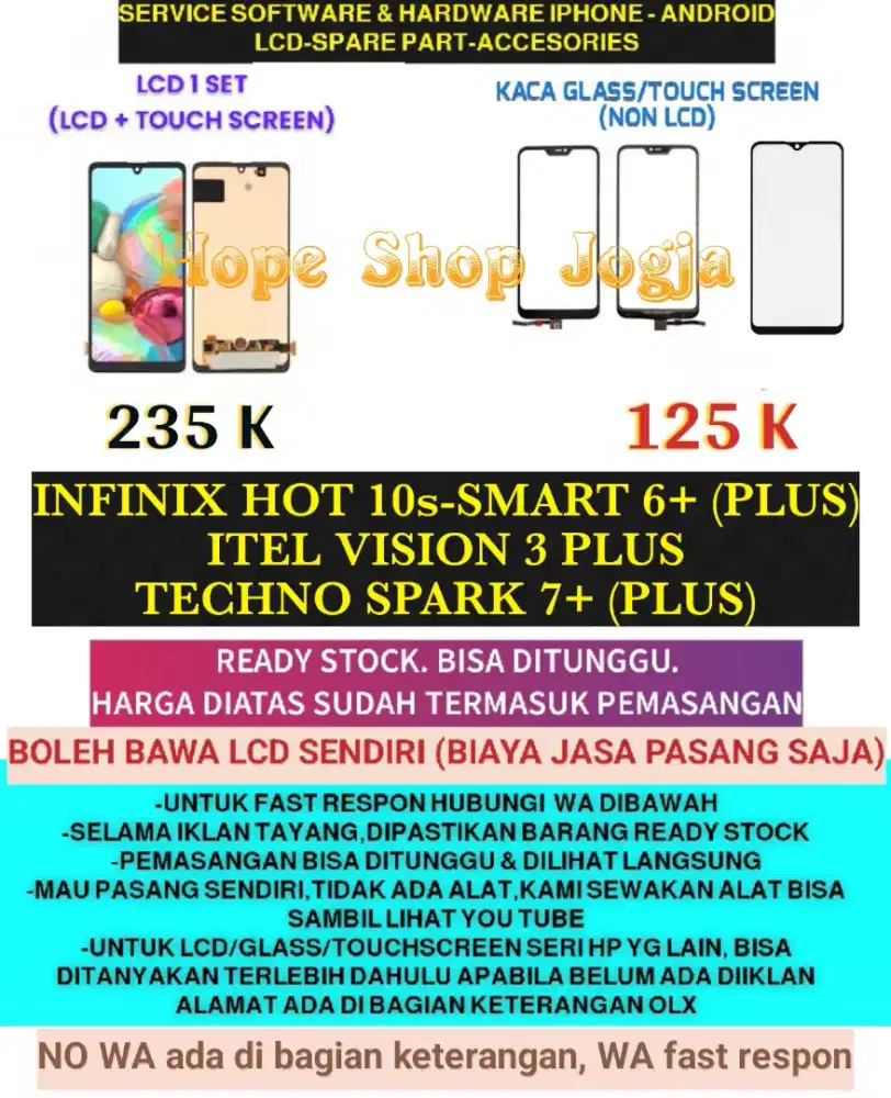 Service HP-Ganti Touchscreen-Baterai-LCD ITEL VISION 3 PLUS