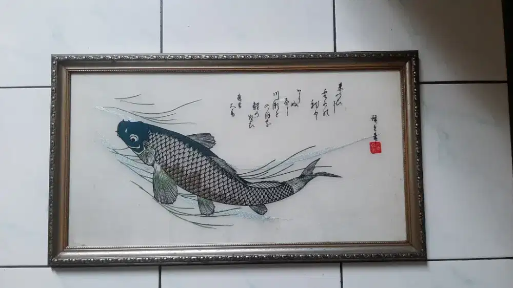 Lukisan Sulaman benang ikan