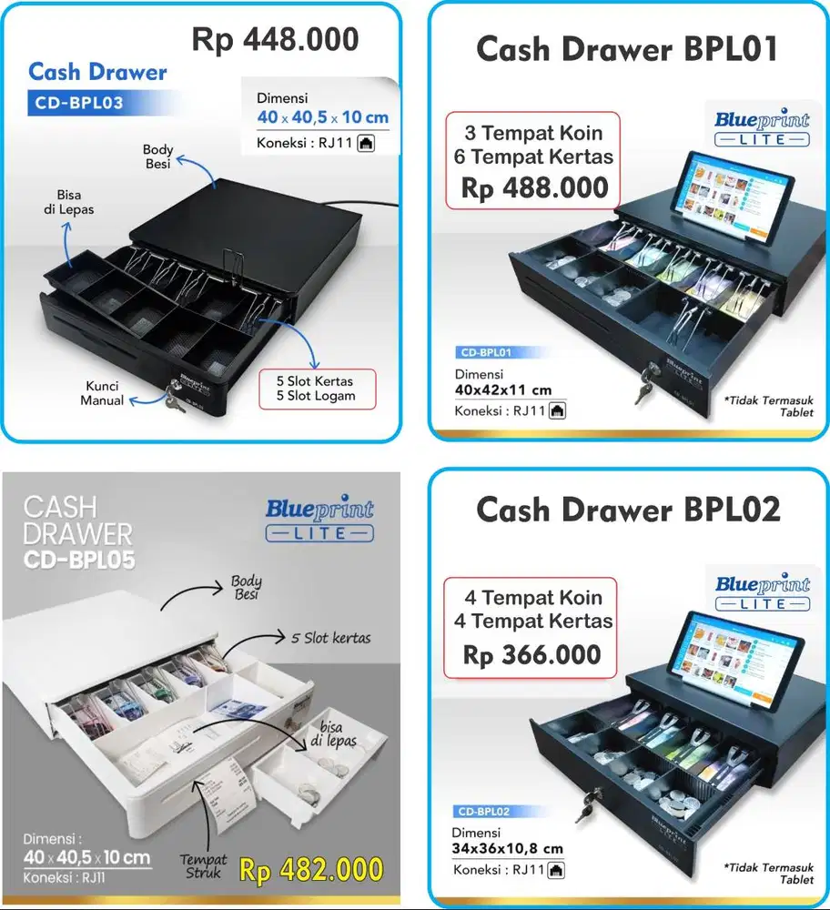 Cash Drawer Blueprint CD-BPL Laci Kasir Tempat Penyimpanan Uang