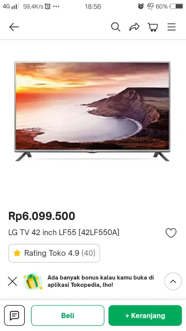 Dijual tv led lg 42 siaf fakai