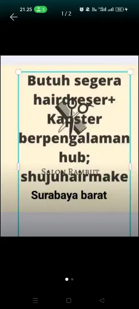 Dibutuhkan hairdreser potong cewek/cowok.bisa semua model baru.