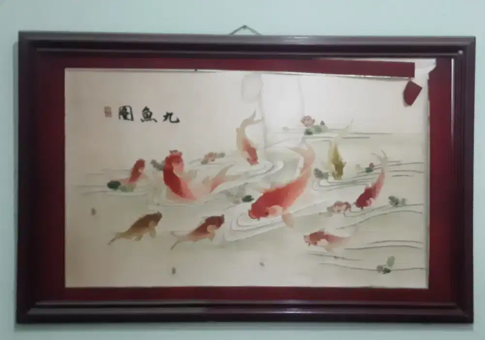 Lukisan Sulaman Ikan Koi
