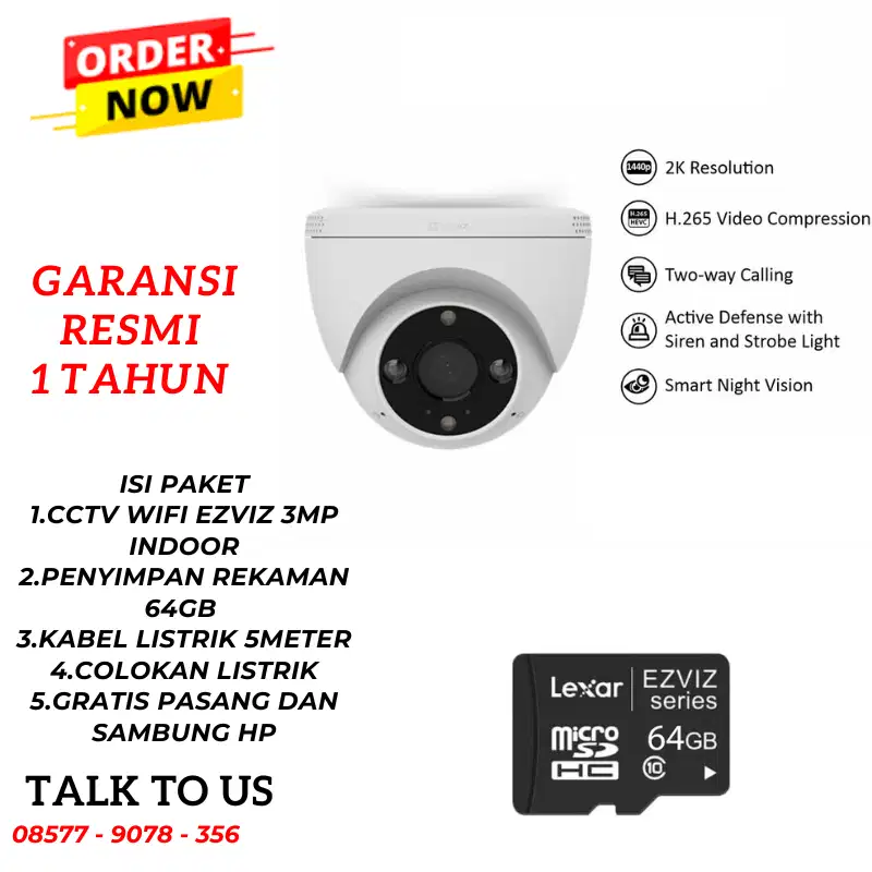 PAKET CCTV INDOOR WIFI 3MP INCLUDE PEMASANGAN