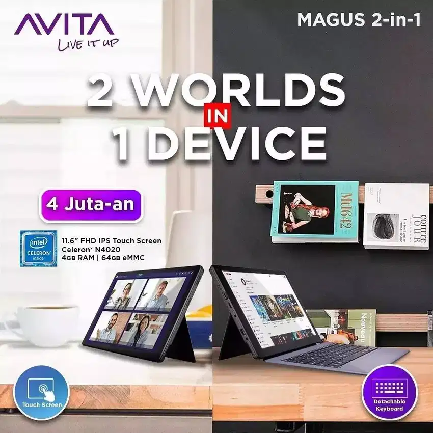 AVITA Magus N4020 4GB SSD 11.6 Windows Tablet 2in1 Laptop Touchsreen