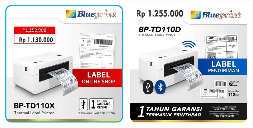 Blueprint TD110X TD110D Printer Thermal Barcode USB Label Resi