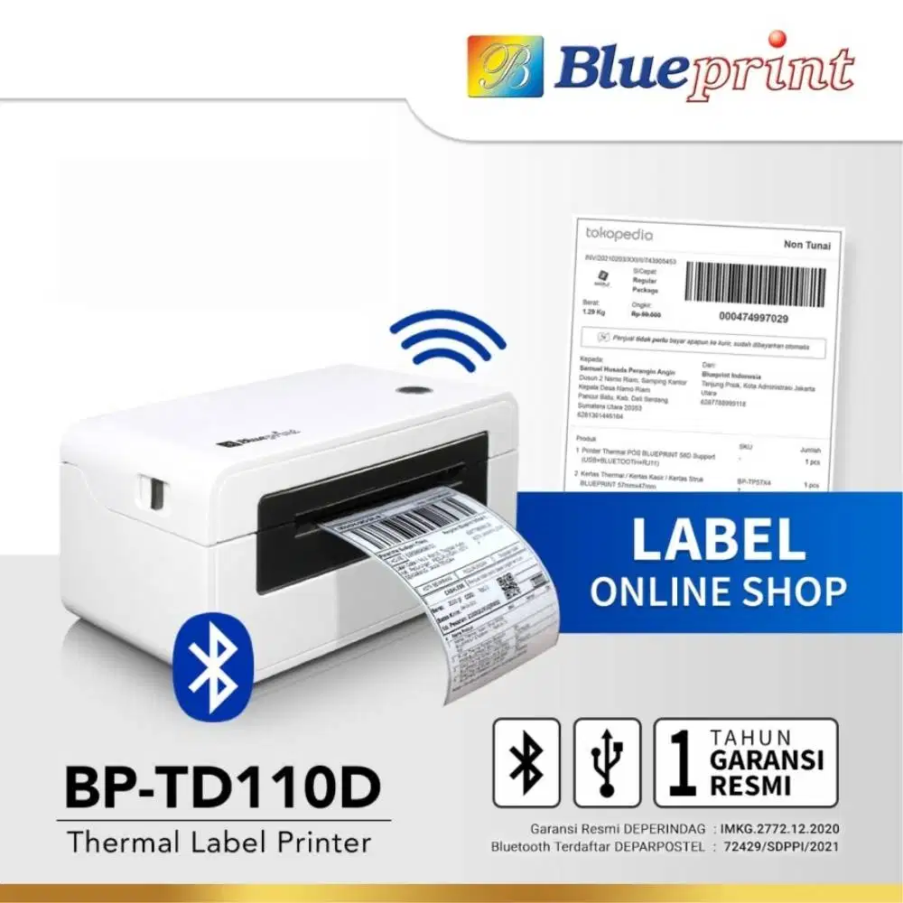 Blueprint TD110X TD110D Bluetooth Printer Thermal Barcode Label Resi