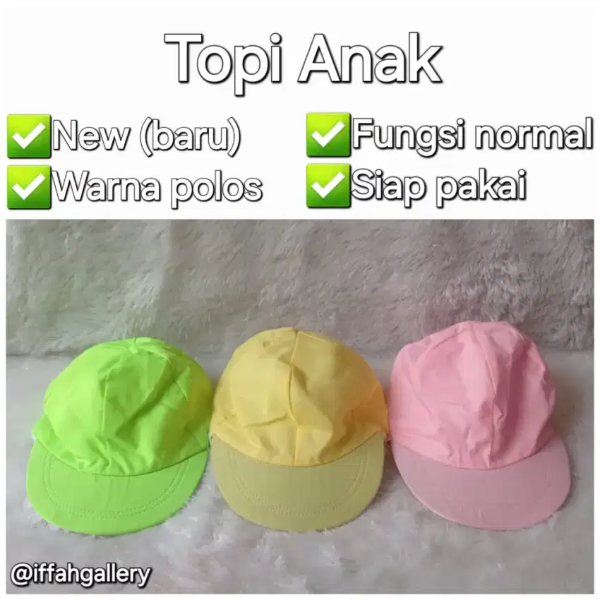 Topi Anak Warna Polos Tanpa Motif Mudah Dicuci