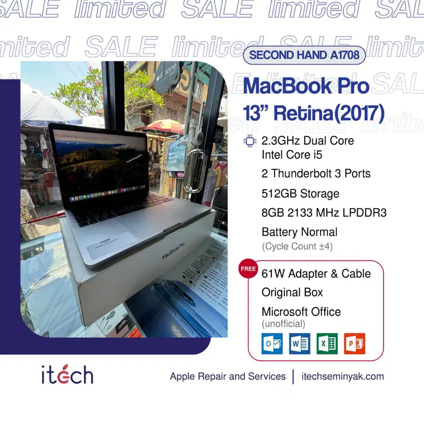 MacBook Pro 13inch 2017 A1708 Second Hand