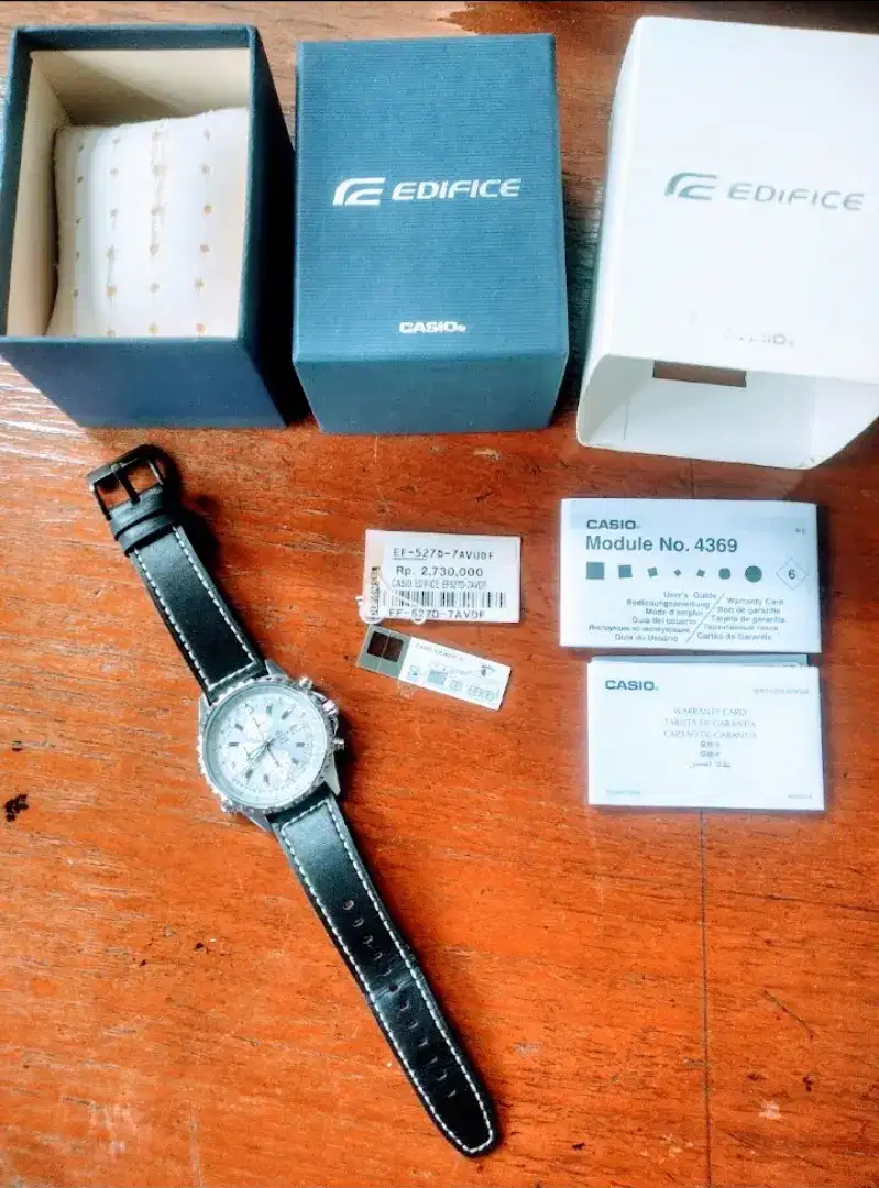 Jual sepaket casio edifice dan cow leather strap (like navitimer)