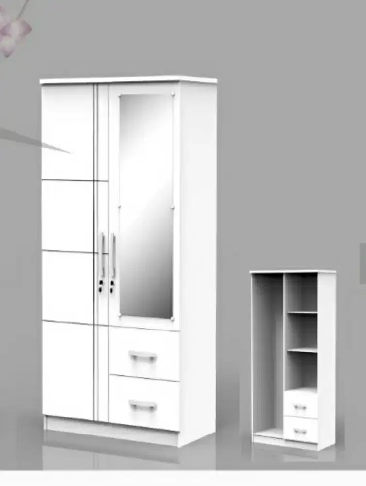 Lemari baju dua pintu ada laci