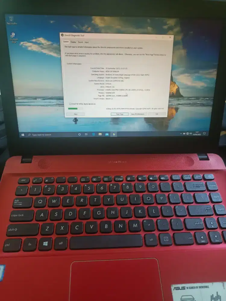Asus x441U core i3 gen 6