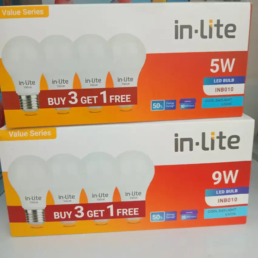 Lampu In-Lite 9watt,  3 Gratis 1