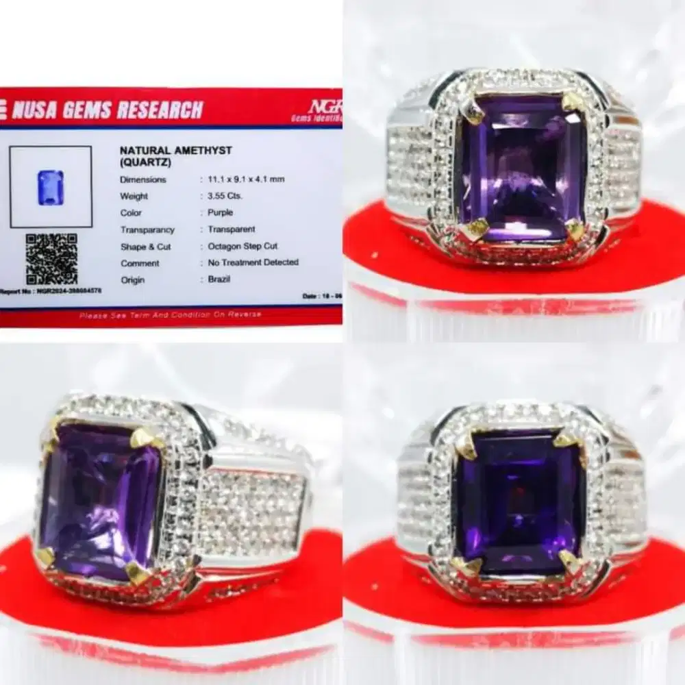 Natural batu permata amyts + memo