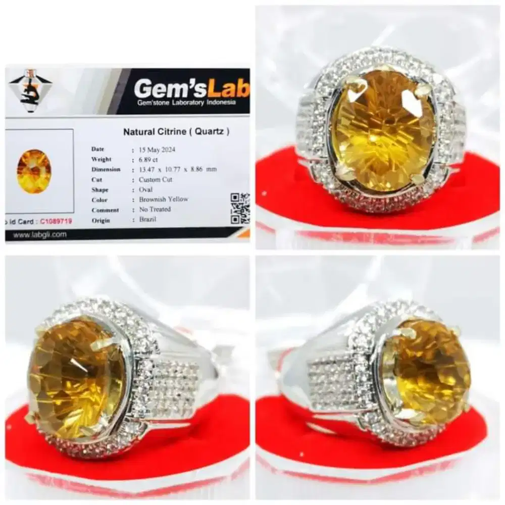 Natural batu permata citrine + memo