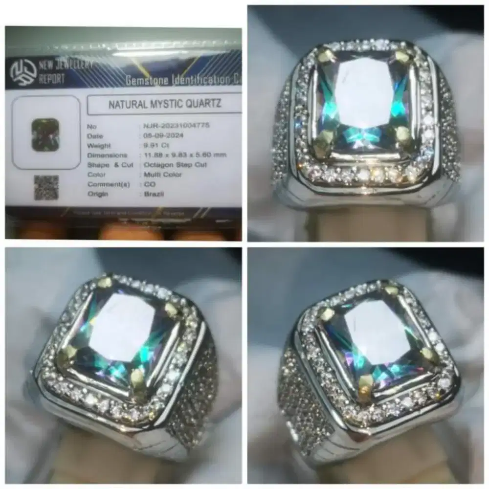 Natural batu permata MYSTIC QUARTZ + memo