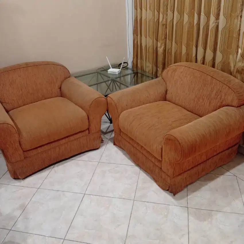 2 bh SOFA SINGLE + 1 bh MEJA KACA