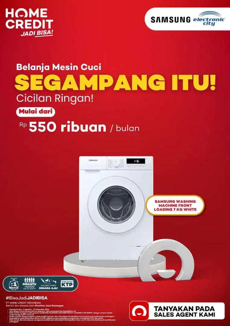 Cicilan tanpa kartu kredit Samsung Washing Machine Front Loading 7 kg