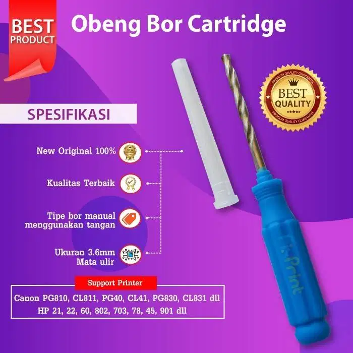 Obeng Bor Catridge Printer 3.6 mm(melubangi permukaan catridge)