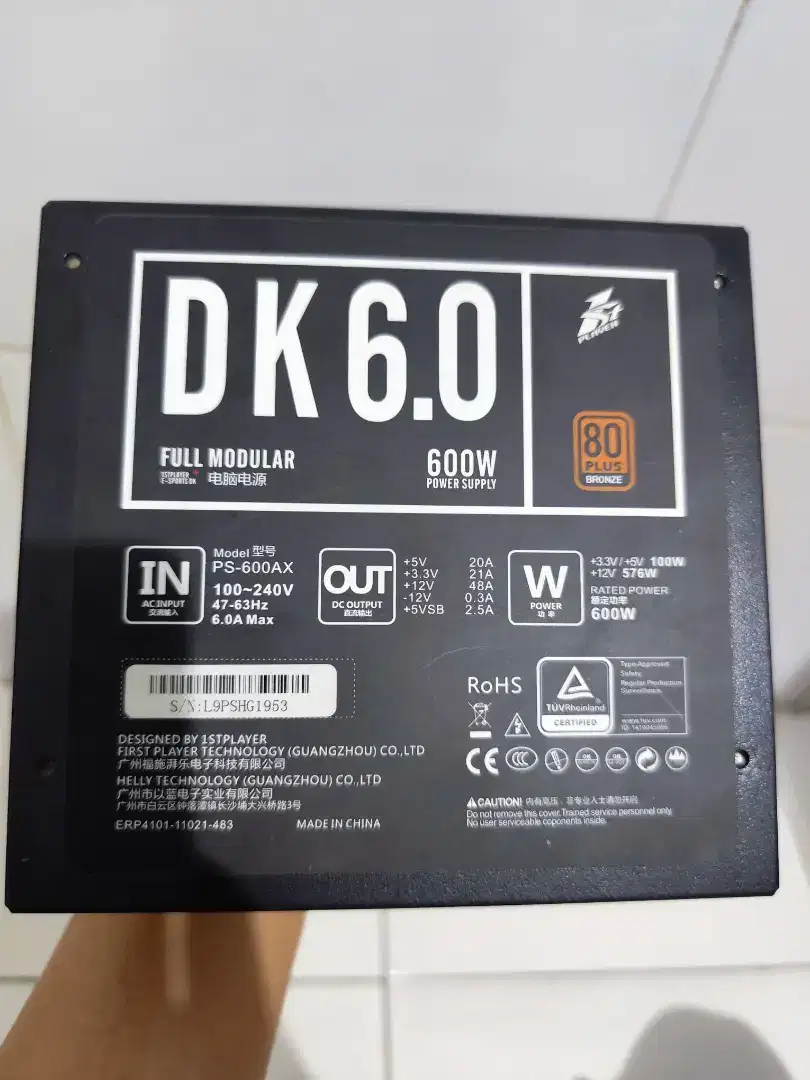 1STPLAYER GAMING PSU DK6.0 Full modular 600W 80+ Bronze