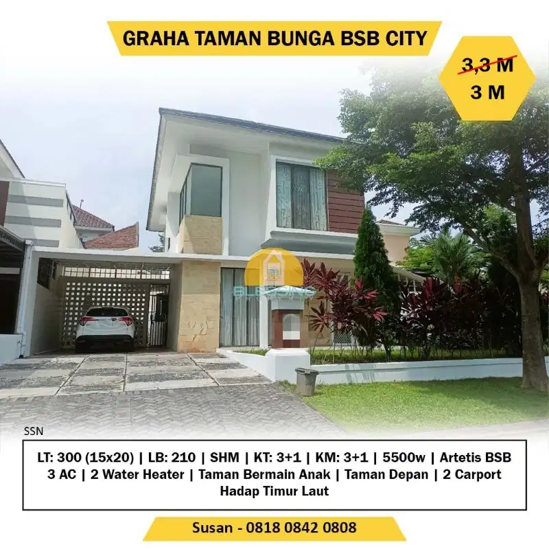 dijual rumah minimalis di Graha Taman Bunga Citraland BSB